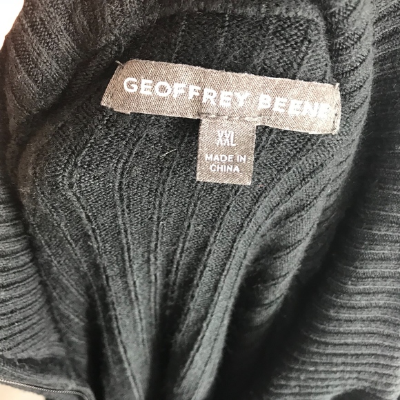 Geoffrey Beene Black Ribbed Quarter Zip Pull-Over - Picture 7 of 8